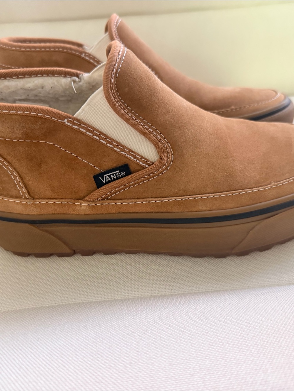 Vans Kids Slip-On Sneakers in Tan and Cream